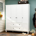 63W Wood Family Wardrobe Armoire Clo White Lacquer Clothing Rods
