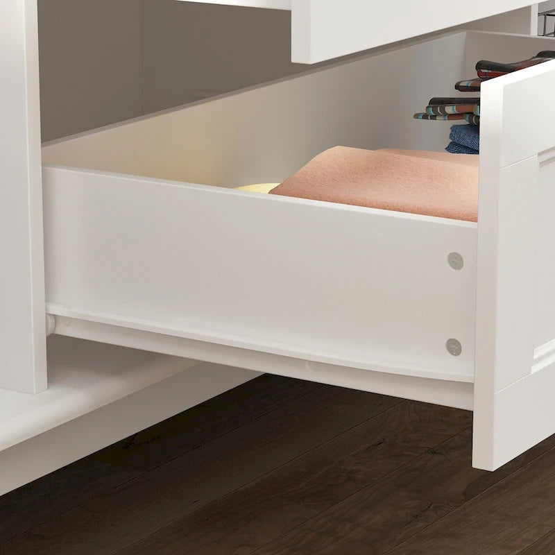 Armoire penderie familiale en bois 63W, laque blanche, tringles à vêtements