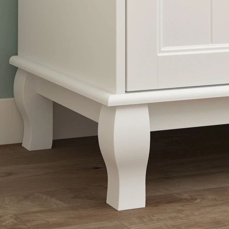 Armoire penderie familiale en bois 63W, laque blanche, tringles à vêtements