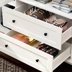 Armoire penderie familiale en bois 63W, laque blanche, tringles à vêtements
