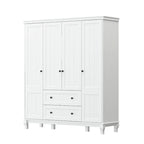 Armoire penderie familiale en bois 63W, laque blanche, tringles à vêtements