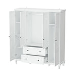Armoire penderie familiale en bois 63W, laque blanche, tringles à vêtements
