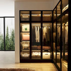 47.2 Armoire large avec éclairage LED et portes entièrement vitrées, pour dressing ou penderie