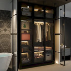 47.2 Armoire large avec éclairage LED et portes entièrement vitrées, pour dressing ou penderie