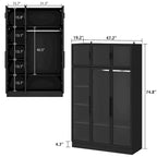 47.2 Armoire large avec éclairage LED et portes entièrement vitrées, pour dressing ou penderie