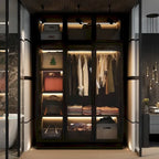 47.2 Armoire large avec éclairage LED et portes entièrement vitrées, pour dressing ou penderie