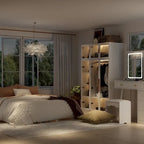 47.2 Armoire large avec éclairage LED et portes entièrement vitrées, pour dressing ou penderie