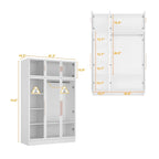 47.2 Armoire large avec éclairage LED et portes entièrement vitrées, pour dressing ou penderie