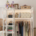 47.2 Armoire large avec éclairage LED et portes entièrement vitrées, pour dressing ou penderie