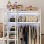 47.2 Armoire large avec éclairage LED et portes entièrement vitrées, pour dressing ou penderie