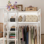 47.2 Armoire large avec éclairage LED et portes entièrement vitrées, pour dressing ou penderie