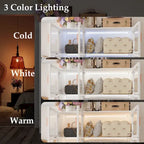 47.2 Armoire large avec éclairage LED et portes entièrement vitrées, pour dressing ou penderie