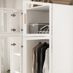 47.2 Armoire large avec éclairage LED et portes entièrement vitrées, pour dressing ou penderie