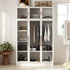 47.2 Armoire large avec éclairage LED et portes entièrement vitrées, pour dressing ou penderie