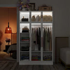 47.2 Armoire large avec éclairage LED et portes entièrement vitrées, pour dressing ou penderie