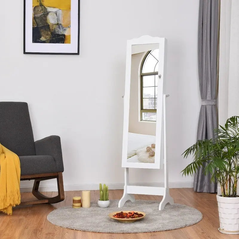 Meuble à bijoux Espresso avec miroir de coiffeuse à LED