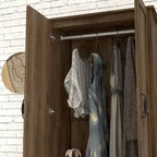 Armoire double en noyer vieilli rustique avec 1 tiroir