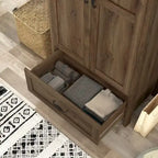Armoire double en noyer vieilli rustique avec 1 tiroir