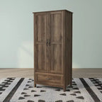 Armoire double en noyer vieilli rustique avec 1 tiroir