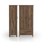 Armoire double en noyer vieilli rustique avec 1 tiroir