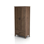 Armoire double en noyer vieilli rustique avec 1 tiroir