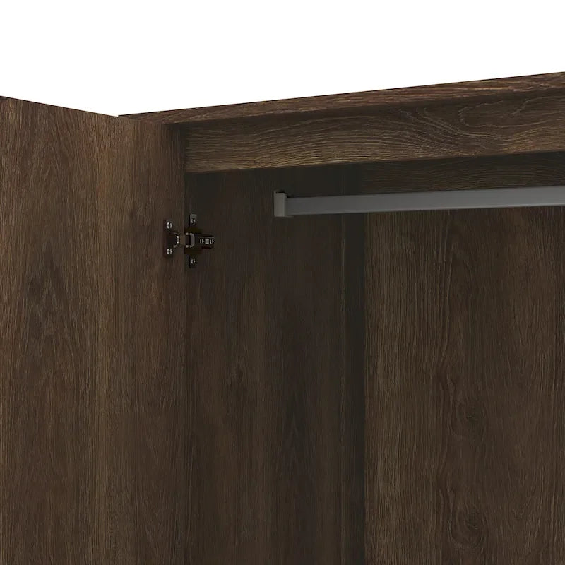 Armoire double en noyer vieilli rustique avec 1 tiroir