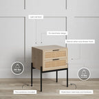 Table d'appoint en rotin avec rangement et accents dorés