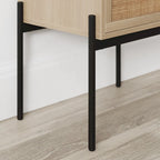 Table d'appoint en rotin avec rangement et accents dorés