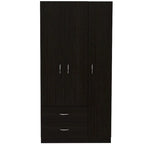 Armoire 3 portes avec tiroirs, étagères et penderie - N/A