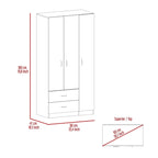 Armoire 3 portes avec tiroirs, étagères et penderie - N/A