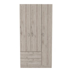Armoire 3 portes avec tiroirs, étagères et penderie - N/A
