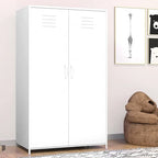 Armoire de Rangement en Métal à Deux Portes avec Tringle et Étagères pour Chambre à Coucher, École, Salle de Classe