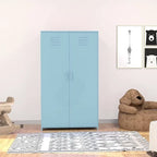 Armoire de Rangement en Métal à Deux Portes avec Tringle et Étagères pour Chambre à Coucher, École, Salle de Classe