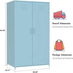 Armoire de Rangement en Métal à Deux Portes avec Tringle et Étagères pour Chambre à Coucher, École, Salle de Classe