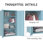 Armoire de Rangement en Métal à Deux Portes avec Tringle et Étagères pour Chambre à Coucher, École, Salle de Classe