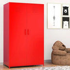 Armoire de Rangement en Métal à Deux Portes avec Tringle et Étagères pour Chambre à Coucher, École, Salle de Classe