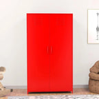 Armoire de Rangement en Métal à Deux Portes avec Tringle et Étagères pour Chambre à Coucher, École, Salle de Classe