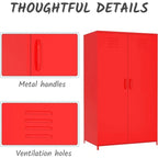 Armoire de Rangement en Métal à Deux Portes avec Tringle et Étagères pour Chambre à Coucher, École, Salle de Classe