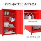 Armoire de Rangement en Métal à Deux Portes avec Tringle et Étagères pour Chambre à Coucher, École, Salle de Classe