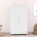 Armoire de Rangement en Métal à Deux Portes avec Tringle et Étagères pour Chambre à Coucher, École, Salle de Classe