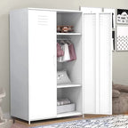 Armoire de Rangement en Métal à Deux Portes avec Tringle et Étagères pour Chambre à Coucher, École, Salle de Classe