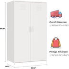 Armoire de Rangement en Métal à Deux Portes avec Tringle et Étagères pour Chambre à Coucher, École, Salle de Classe