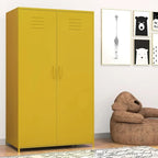 Armoire de Rangement en Métal à Deux Portes avec Tringle et Étagères pour Chambre à Coucher, École, Salle de Classe