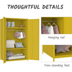 Armoire de Rangement en Métal à Deux Portes avec Tringle et Étagères pour Chambre à Coucher, École, Salle de Classe