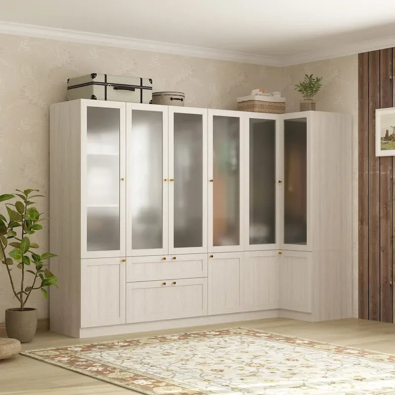 Armoire de rangement modulaire moderne à portes vitrées : Solution d'armoire