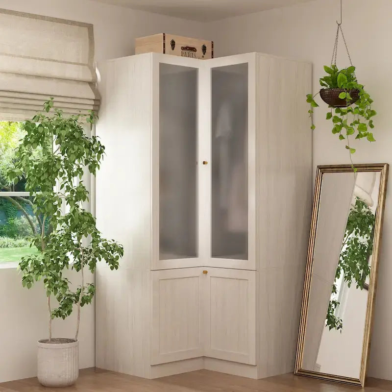 Armoire de rangement modulaire moderne à portes vitrées : Solution d'armoire