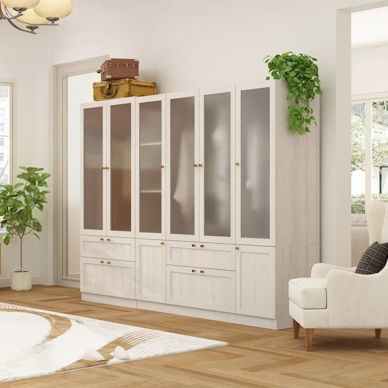 Armoire de rangement modulaire moderne à portes vitrées : Solution d'armoire