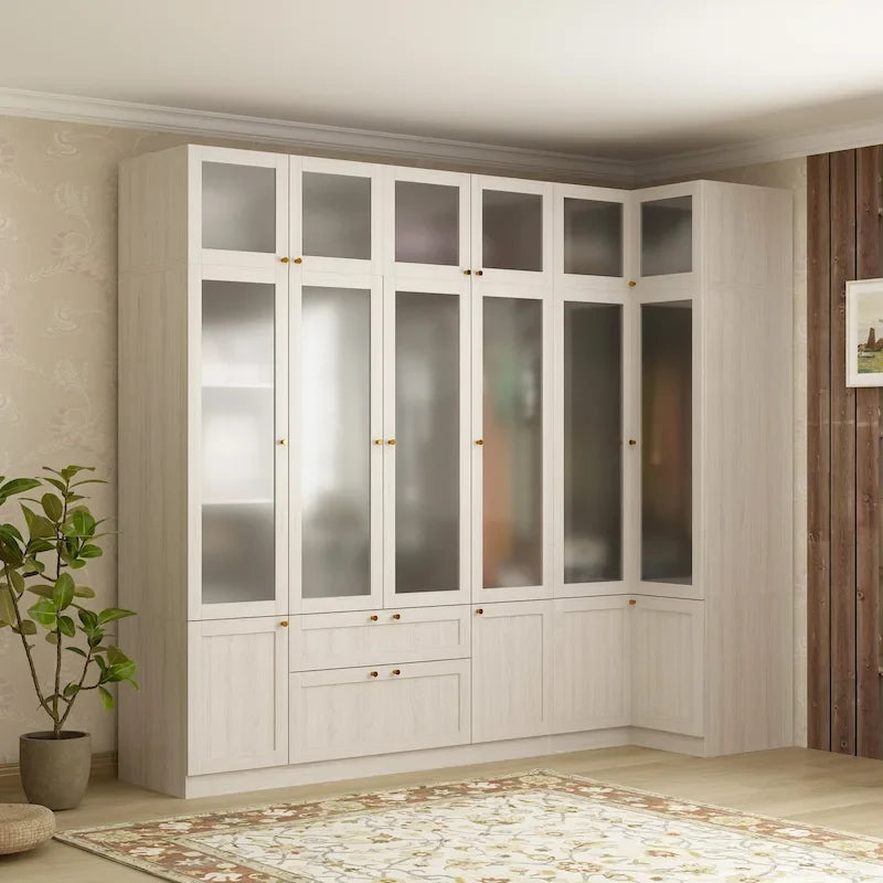 Armoire de rangement modulaire moderne à portes vitrées : Solution d'armoire