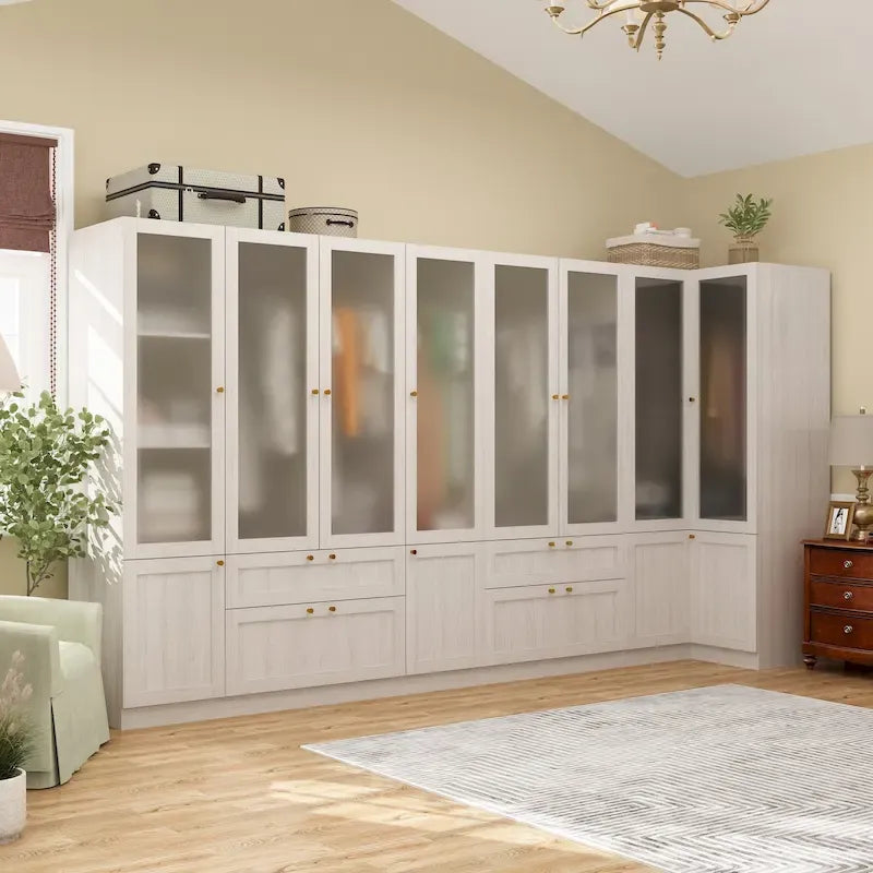 Armoire de rangement modulaire moderne à portes vitrées : Solution d'armoire