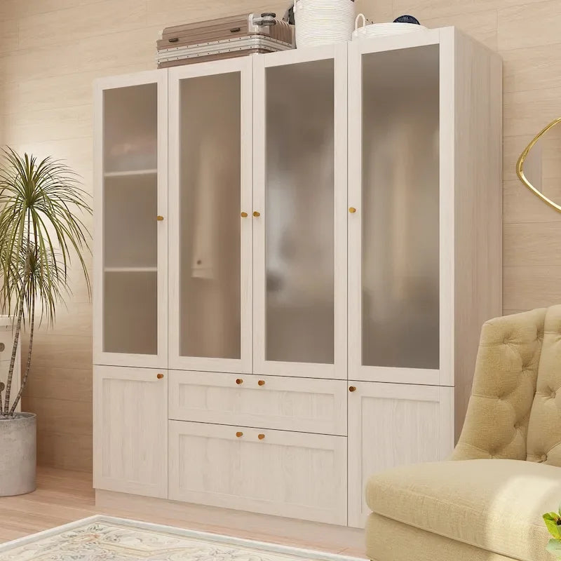 Armoire de rangement modulaire moderne à portes vitrées : Solution d'armoire